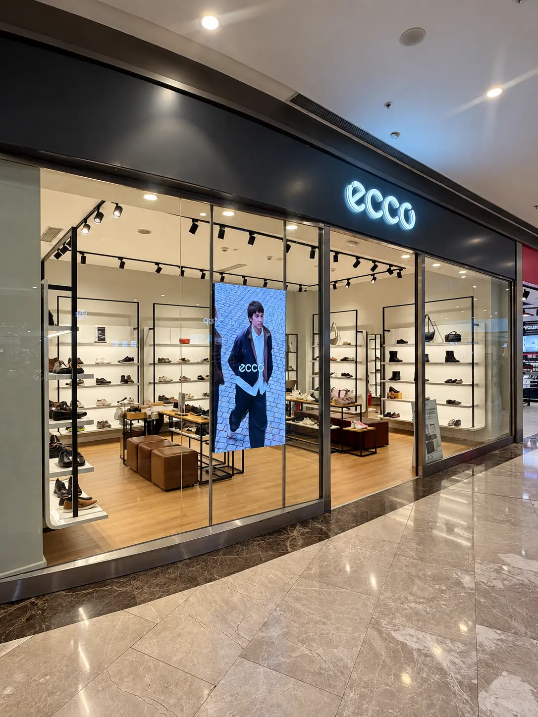 ECCO Storefront with Illuminated LED Display